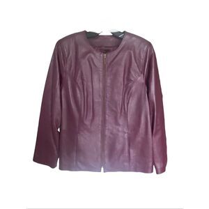 Terry Lewis Classic Luxury Purple Leather full Zip Jacket Sz S/ M